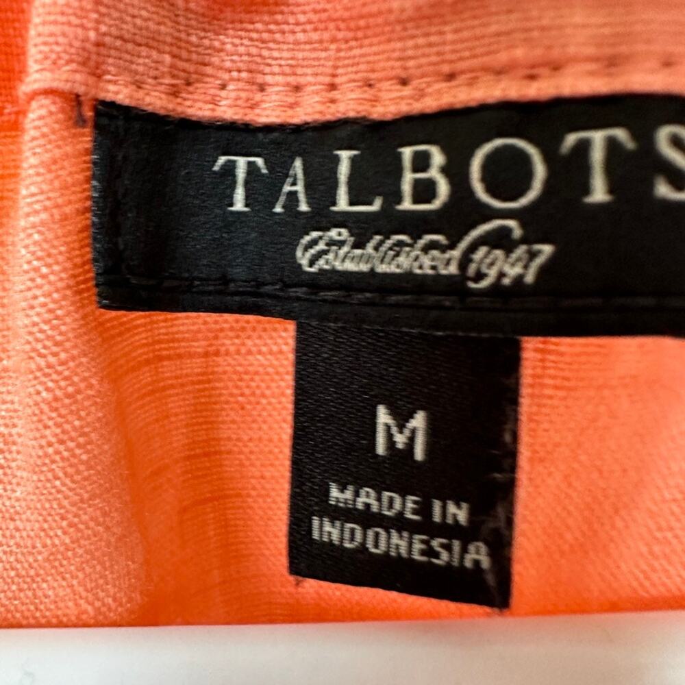 Talbots 100% Linen Floral Embroidered Peasant Blouse Womens Size MEDIUM Coral - Picture 9 of 11